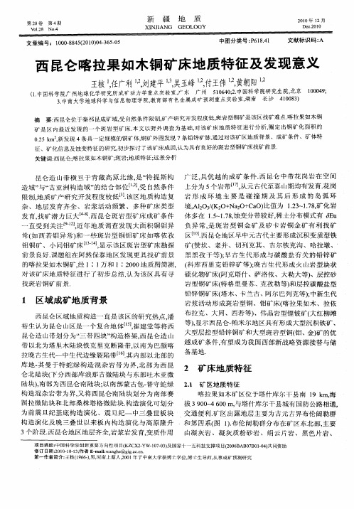 西昆仑喀拉果如木铜矿床地质特征及发现意义