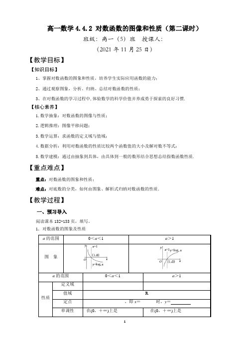 高一数学必修一第四章第四节对数函数的图像和性质(第二课时)教学设计