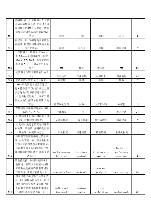 助理物流师考试复习题