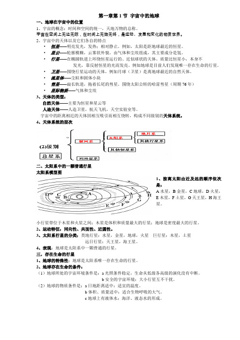 (完整)人教版高中地理必修一第一章知识点总结,推荐文档