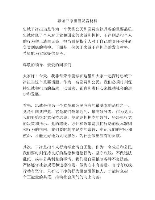 忠诚干净担当发言材料