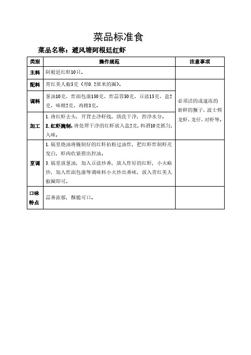 【食谱系列-操作规范】避风塘阿根廷红虾