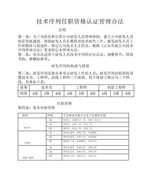 技术序列任职资格认证管理办法