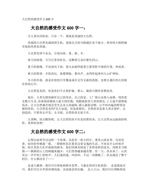 大自然的感受作文600字