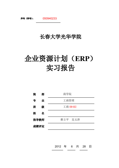 企业资源计划实习报告模板