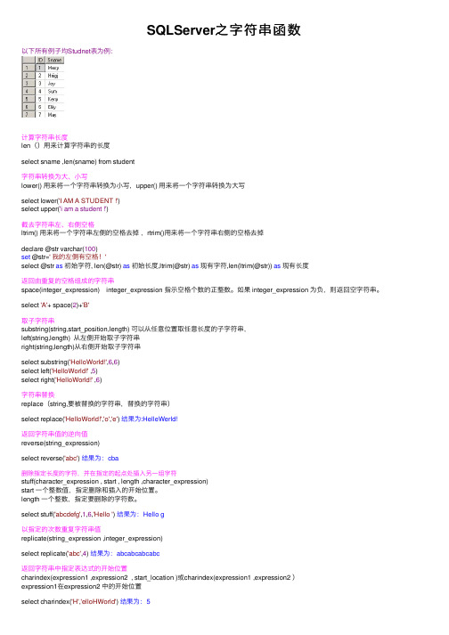 SQLServer之字符串函数