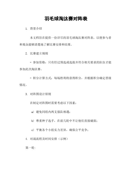 羽毛球淘汰赛对阵表