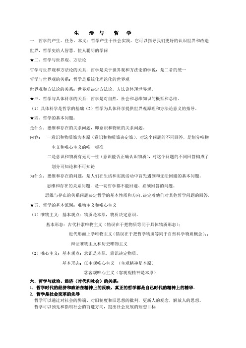 高二哲学提纲完整版文科用