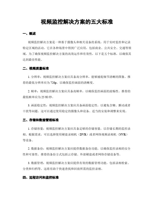 视频监控解决方案的五大标准