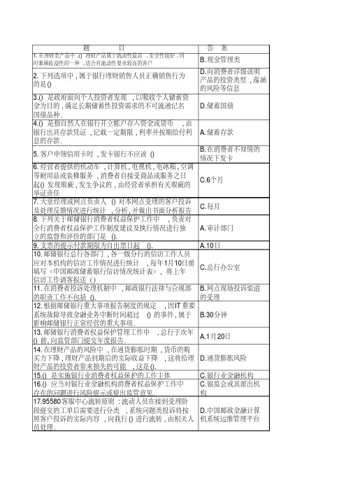 中国银行业消费者权益保护知识网络竞赛题库(1-3题库)[2020年最新]