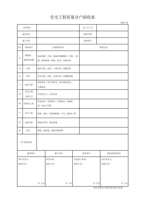 全套分户验收资料表格