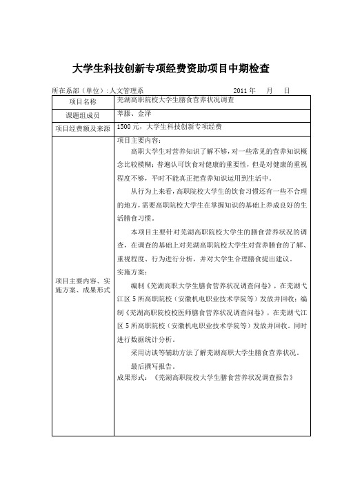 科技创新项目中期检查