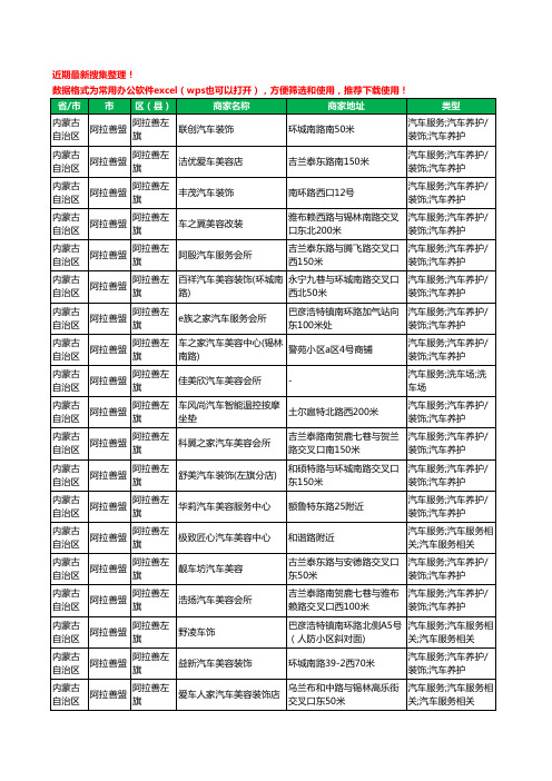 2020新版内蒙古自治区阿拉善盟阿拉善左旗汽车美容工商企业公司商家名录名单黄页联系方式大全50家