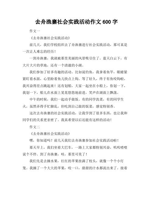 去舟渔寨社会实践活动作文600字