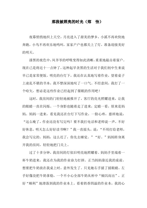 那段被照亮的时光 (郑  怡) 新起点作文