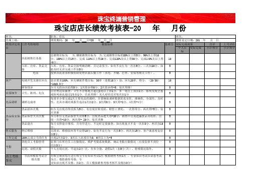 珠宝门店营销管理店长绩效考核表