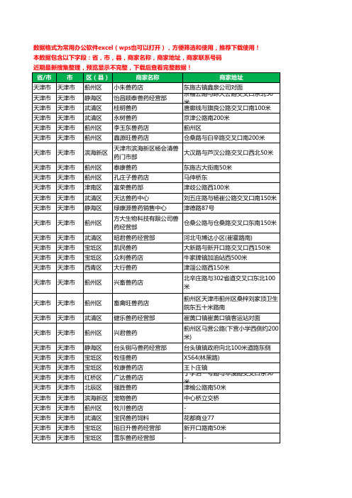 2020新版天津市兽药工商企业公司商家名录名单黄页联系电话号码地址大全81家