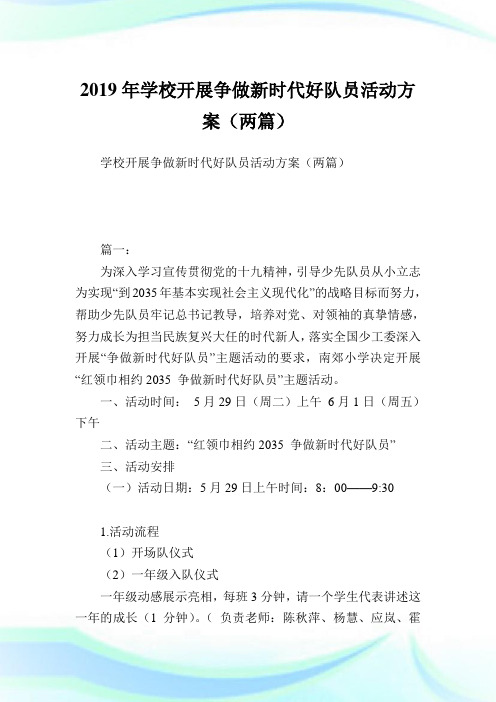 学校开展争做新时代好队员活动计划(两篇).doc