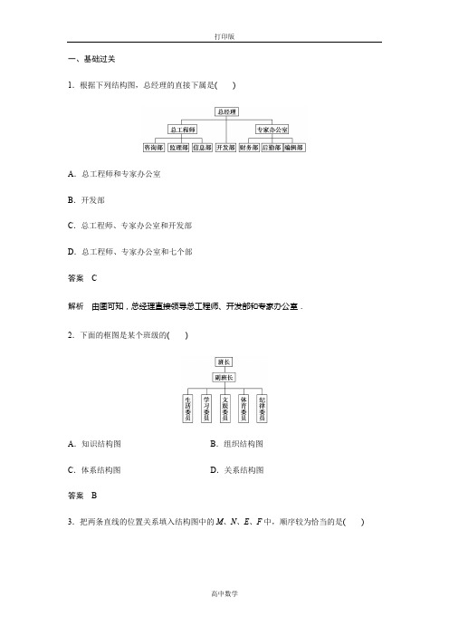 人教新课标版数学高二A版选修1-2课时作业 4.2 结构图