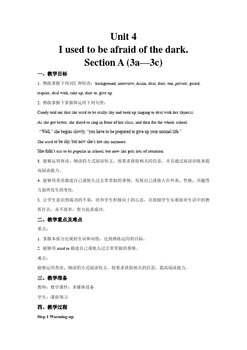 人教版英语九年级全册-Unit 4 Section A (3a—3c)教案