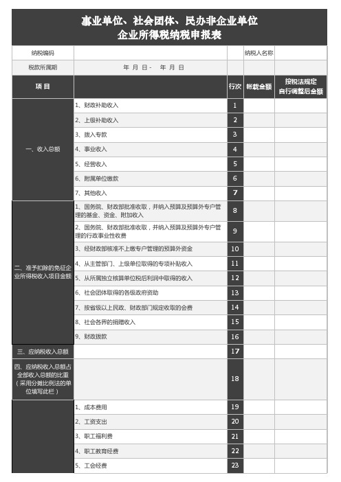 企业所得税纳税申报表excel文档