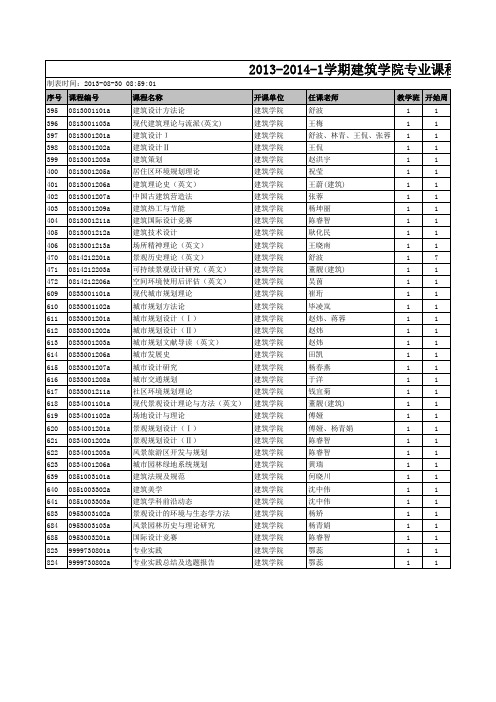 建筑学院研究生专业课表