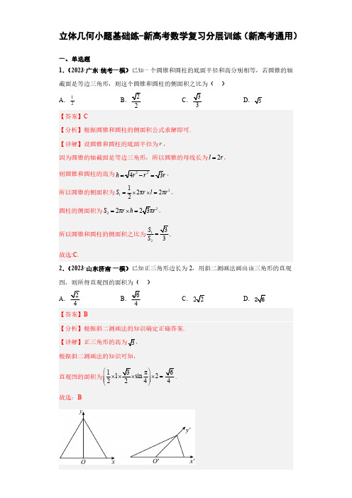 立体几何小题基础练-高考数学重点专题冲刺演练(解析版)