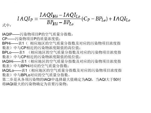 aqi-空气质量指数计算方法ppt课件