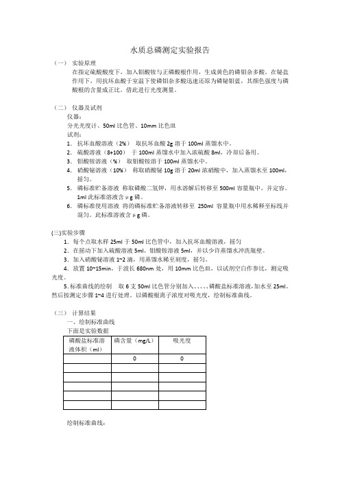 水质总磷测定实验报告