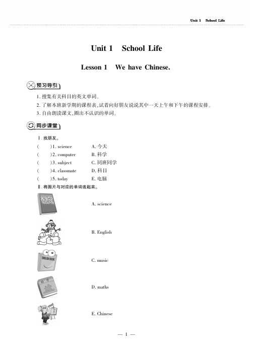 鲁科版五四制英语四年级上册 全册同步作业 校本作业 天天练