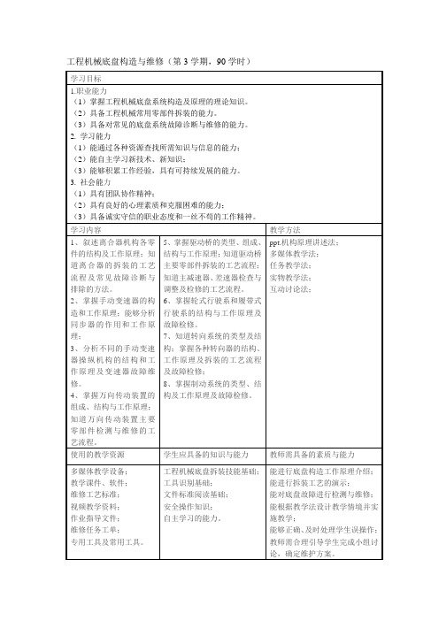 工程机械底盘构造与维修课程标准