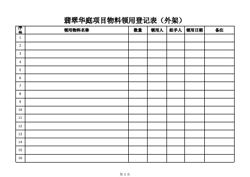 物料领用登记表