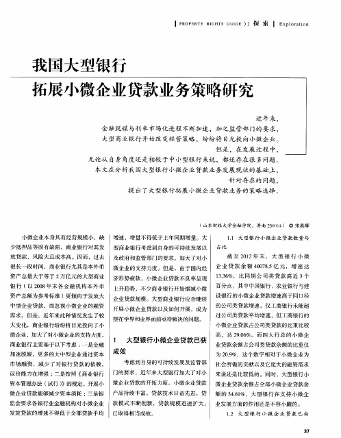 我国大型银行拓展小微企业贷款业务策略研究