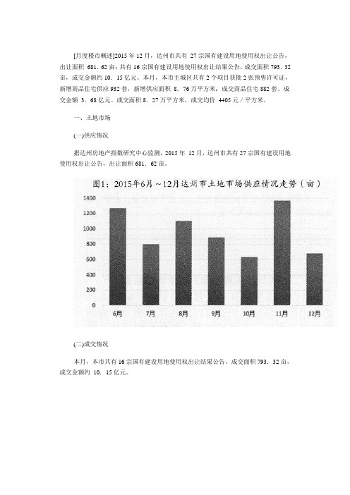 2015年12月达州市房地产市场分析报告