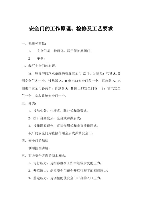 安全门的工作原理、检修及工艺要求