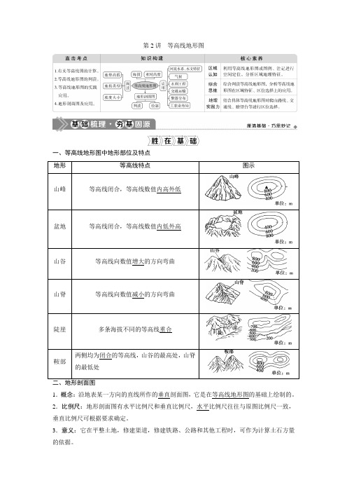 2021版高考地理(中图版)一轮复习教师用书：第2讲 等高线地形图 Word版含答案