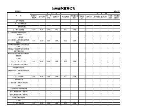 所有者权益变动表