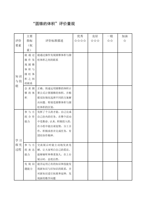 “圆锥的体积”评价量规 Microsoft Word 文档 (2)