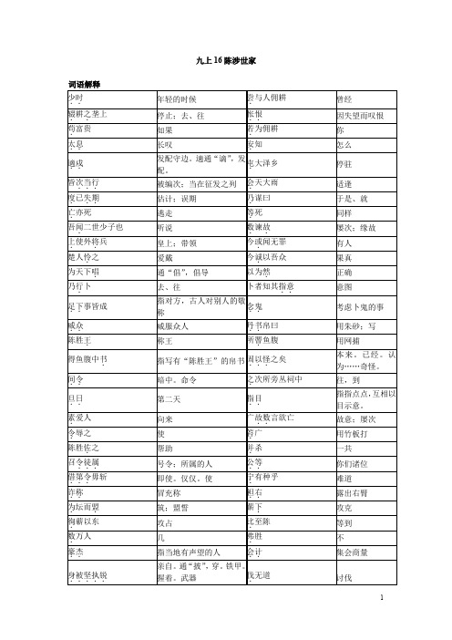 苏教版九年级语文上册词语解释