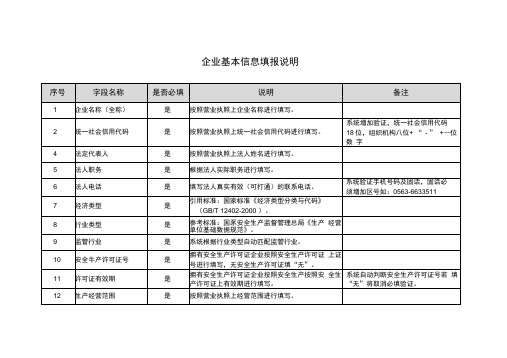 企业基本信息填报说明