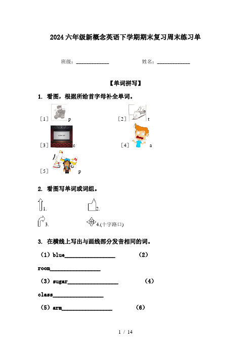 2024六年级新概念英语下学期期末复习周末练习单