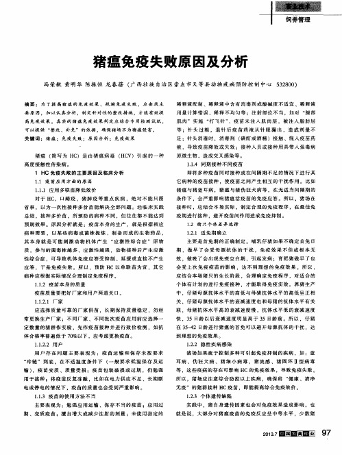 猪瘟免疫失败原因及分析