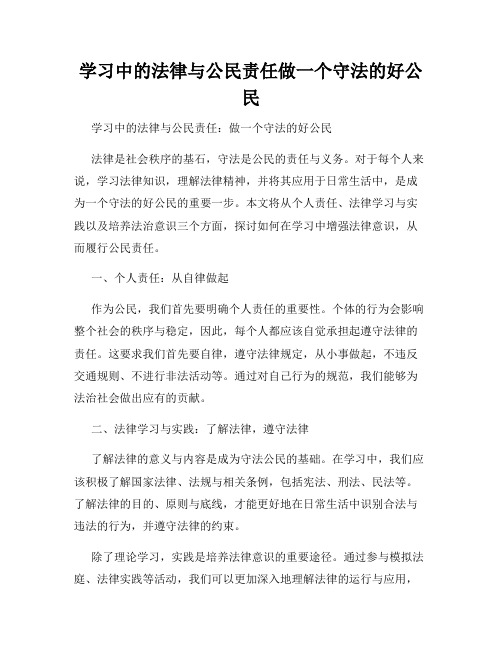 学习中的法律与公民责任做一个守法的好公民