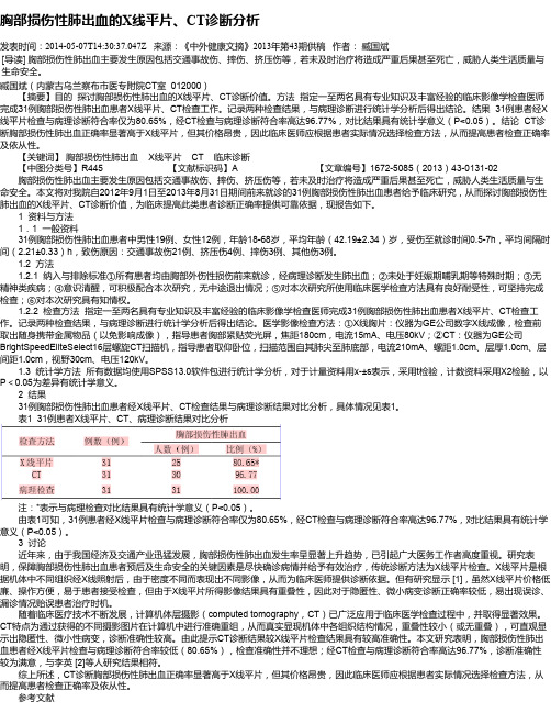 胸部损伤性肺出血的X线平片、CT诊断分析