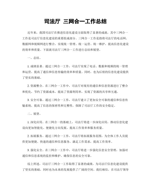 司法厅 三网合一工作总结