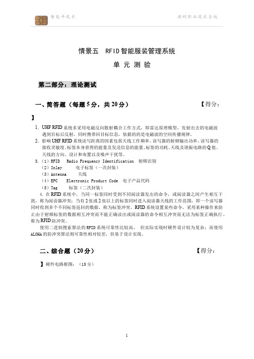 智能卡技术__深圳职业技术学院(21)--单元测验参考答案：超高频RFID技术