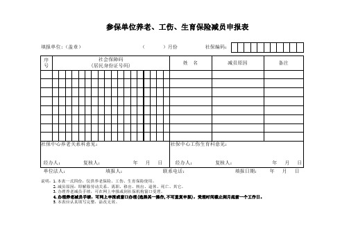 福州市社保减员表