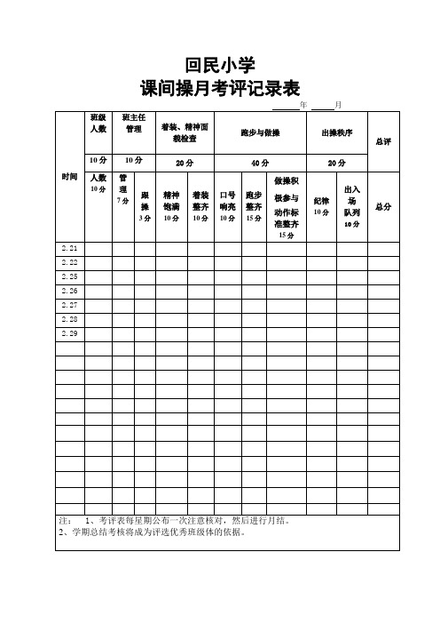 课间操考评记录