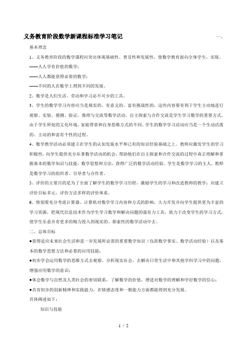 数学新课程标准学习笔记