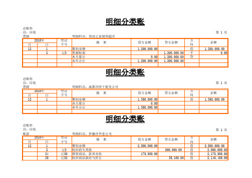 三栏式明细账(应收票据)